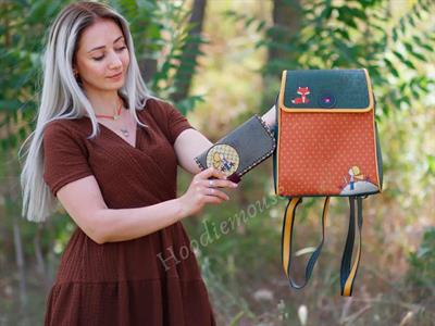 Küçük Prens Figürlü Kapaklı Sırt Çantası Yesil, YCüzdan Yesil Etnik Bohem Style Kombin