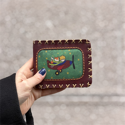 Küçük Prens Figürlü Küçük Cüzdan Etnik Bohem Retro Style -BORDO