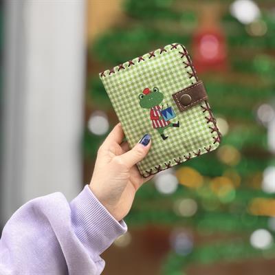 Kurbağa Desenli Küçük Kadın Cüzdanı - Etnik Retro Bohem El Yapımı