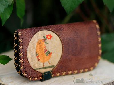 Kuş Figürlü Büyük Cüzdan Etnik Bohem Retro Vintage Style - KAHVERENGİ