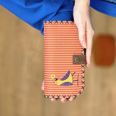 Özgür Ruh Kuş Desenli Büyük Kadın Cüzdanı - Etnik Retro Bohem El Yapımı