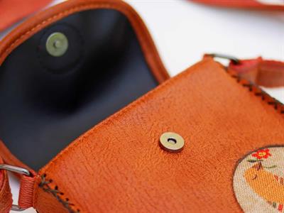Kuş Figürlü Çapraz Örgülü Kol Çantası Etnik Bohem Style - Taba