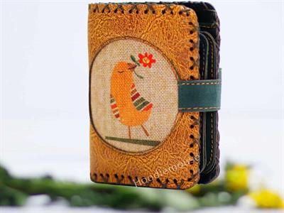 Kuş Figürlü Küçük Cüzdan Etnik Bohem Retro Style - HARDAL
