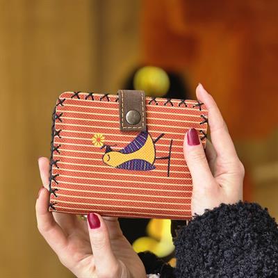 Özgür Ruh Kuş Desenli Küçük Kadın Cüzdanı - Etnik Retro Bohem El Yapımı