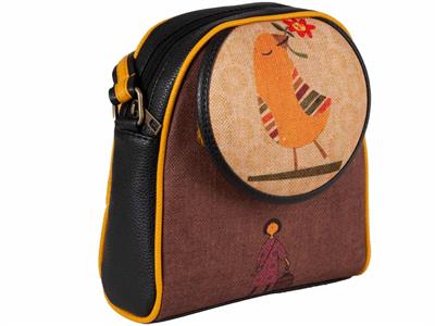 Kuş Figürlü Küçük Postacı Omuz Çantası Etnik Bohem Style - Siyah