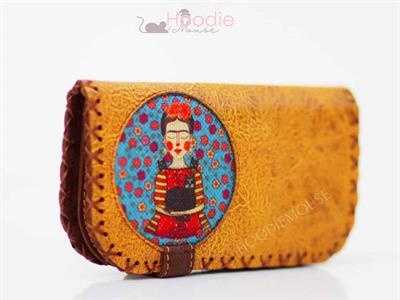 Mavi Frida Figürlü Büyük Cüzdan Etnik Bohem Retro Vintage Style - HARDAL