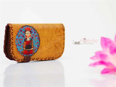 Mavi Frida Figürlü Büyük Cüzdan Etnik Bohem Retro Vintage Style - HARDAL