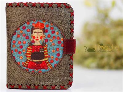 Mavi Frida Figürlü Küçük Cüzdan Etnik Bohem Retro Style - YESİL