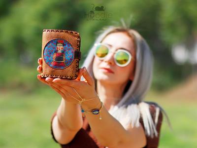 Mavi Frida Figürlü Küçük Cüzdan Etnik Bohem Retro Style - HARDAL