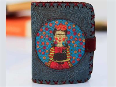 Mavi Frida Figürlü Küçük Cüzdan Etnik Bohem Retro Style - PETROL