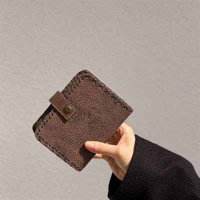 Mavi Frida Figürlü Küçük Cüzdan Etnik Bohem Retro Style -KAHVE