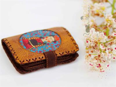 Mavi Frida Figürlü Küçük Cüzdan Etnik Bohem Retro Style - HARDAL