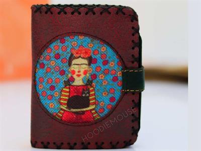 Mavi Frida Figürlü Küçük Cüzdan Etnik Bohem Retro Style - BORDO