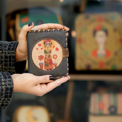 Mexican F. Kahlo Figürlü Küçük Cüzdan Etnik Bohem Retro Style - Antrasit