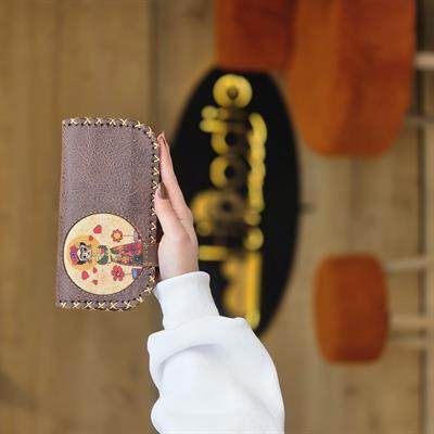 Mexsican Frida Figürlü Büyük Cüzdan Etnik Bohem Retro Vintage Style - KAHVE