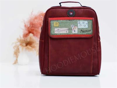 Peecasso Figürlü Unisex Canta Hem Sırt Hem Capraz Hem Elde Etnik Bohem Style - BORDO