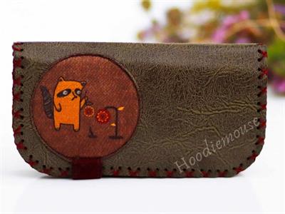 Rakun Figürlü Büyük Cüzdan Etnik Bohem Retro Vintage Style - YESİL