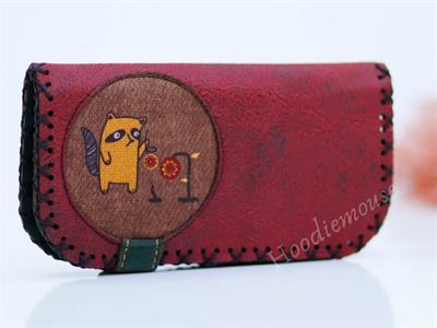 Rakun Figürlü Büyük Cüzdan Etnik Bohem Retro Vintage Style - BORDO