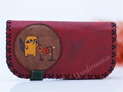 Rakun Figürlü Büyük Cüzdan Etnik Bohem Retro Vintage Style - BORDO