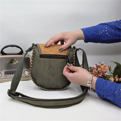 Rakun Figürlü Çapraz Örgülü Kol Çantası Etnik Bohem Style - Yesil