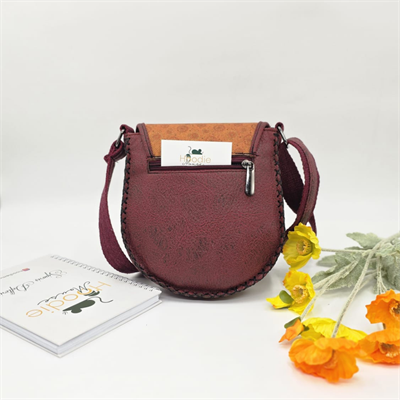 Rakun Figürlü Çapraz Örgülü Kol Çantası Etnik Bohem Style - Bordo