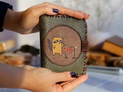 Rakun Figürlü Küçük Cüzdan Etnik Bohem Retro Style - Yesil