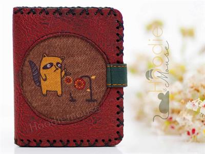 Rakun Figürlü Küçük Cüzdan Etnik Bohem Retro Style - Bordo