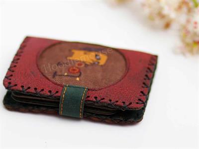 Rakun Figürlü Küçük Cüzdan Etnik Bohem Retro Style - Bordo