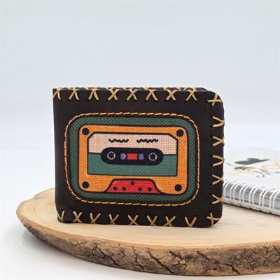 Retro Kaset Figürlü Küçük Cüzdan Etnik Bohem Retro Style -Acı Kahve