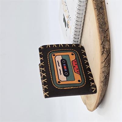 Retro Kaset Figürlü Küçük Cüzdan Etnik Bohem Retro Style -Acı Kahve