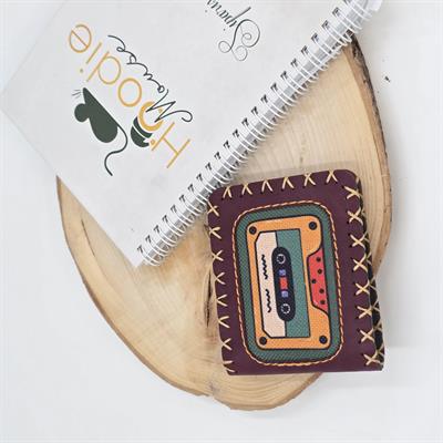 Retro Kaset Figürlü Küçük Cüzdan Etnik Bohem Retro Style -Bordo