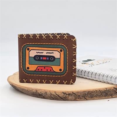 Retro Kaset Figürlü Küçük Cüzdan Etnik Bohem Retro Style -Taba
