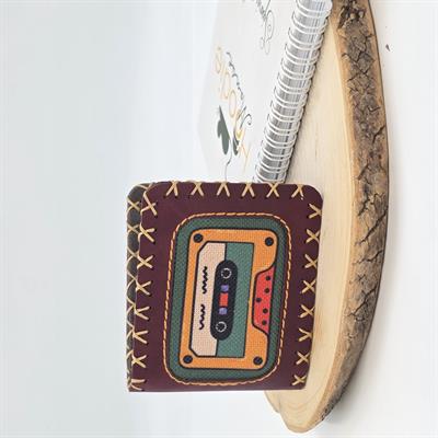Retro Kaset Figürlü Küçük Cüzdan Etnik Bohem Retro Style -Bordo