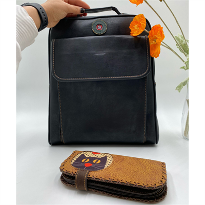 Sade Desen Unisex Siyah Çanta, Kedi Aşkı Hardal Büyük Cüzdan Hem Sırt Hem Capraz Hem Elde Etnik Bohem Style KOMBIN