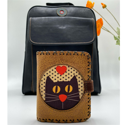 Sade Desen Unisex Siyah Çanta, Kedi Aşkı Hardal Cüzdan Hem Sırt Hem Capraz Hem Elde Etnik Bohem Style KOMBIN