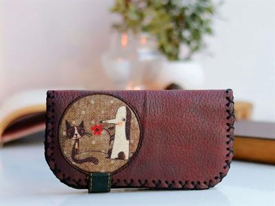 Tilki Figürlü Büyük Cüzdan Etnik Bohem Retro Vintage Style - BORDO