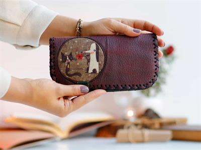 Tilki Figürlü Büyük Cüzdan Etnik Bohem Retro Vintage Style - BORDO