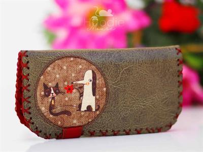 Tilki Figürlü Büyük Cüzdan Etnik Bohem Retro Vintage Style - YESİL