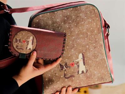 Tilki Figürlü Büyük Postacı Kol Çantası Etnik Bohem Style Çanta Bordo, Cüzdan Bordo KOMBİN