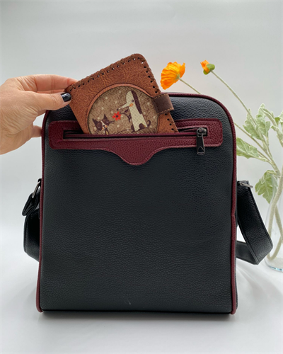 Tilki Figürlü Büyük Postacı Kol Çantası Etnik Bohem Style Çanta Siyah, Küçük Cüzdan Taba KOMBİN