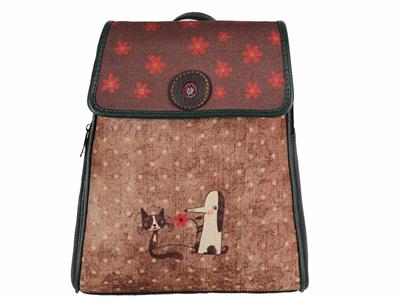 Tilki Figürlü Kapaklı Sırt Çantası Etnik Bohem Style - SİYAH