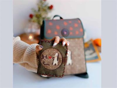 Tilki Figürlü Kapaklı Sırt Çantası Siyah, Cüzdan Yesil Etnik Bohem Style Kombin