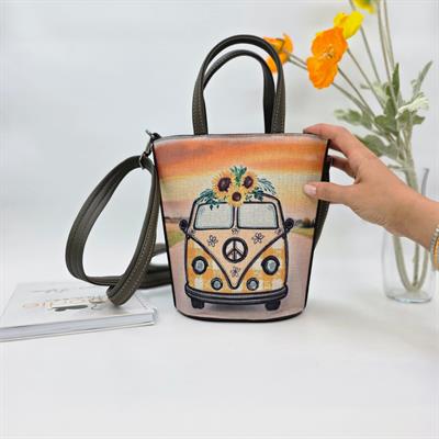 Vosvos Figürlü Kova Model Çanta Etnik Bohem Style - YESİL
