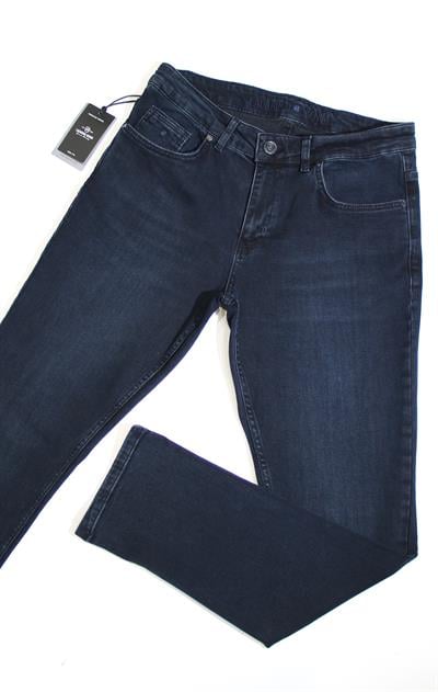 LACARINOErkek Yüksek Bel Dar Parça Blue Black Jean Pantolon