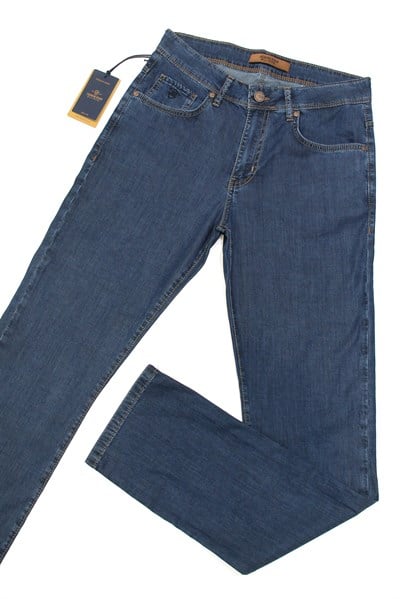 LACARINOKlasik Kesim Boru Paça Dark Blue Tencel Pantolon