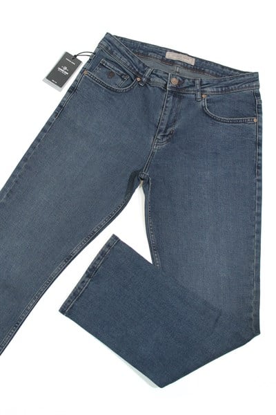 LACARINOYüksek Bel Boru Paça Dark Blue Tint Erkek Jean Pantolon