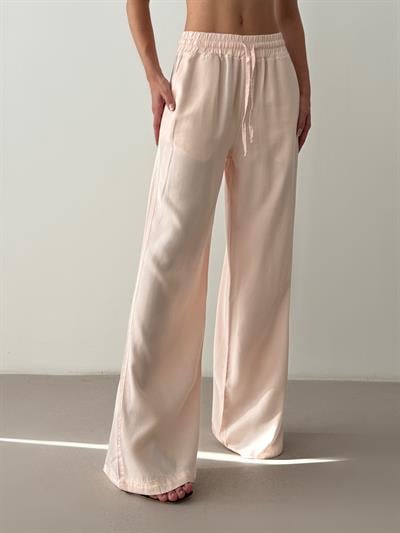 LACARINOBel Lastikli Salaş Pembe Palazzo Pantolon