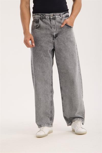 LACARINOErkek Super Baggy Kalıp Antrasit Jean Pantolon