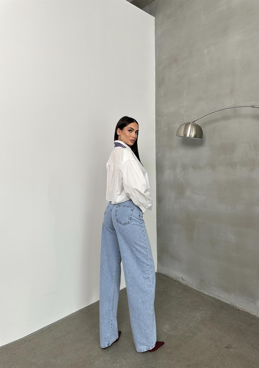 LACARINOYüksel Bel Bacak Boyu Balon Kesim Barrel Fit  Light Blue Jean Pantolon