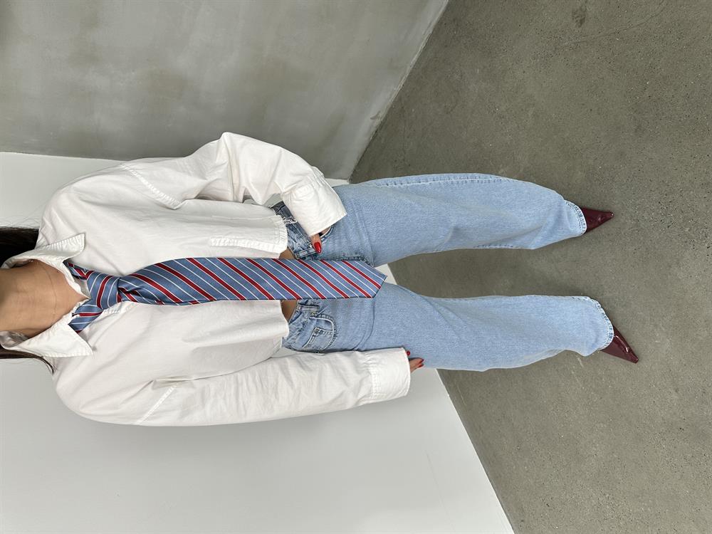 LACARINOYüksel Bel Bacak Boyu Balon Kesim Barrel Fit  Light Blue Jean Pantolon